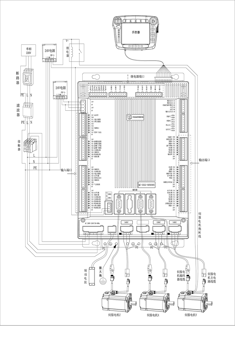 华成注塑机械手控制系统QC-S3G接线图
